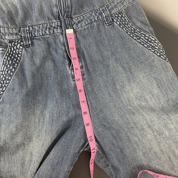 Free People Womens Denim Jumpsuit Size 27 Boiler Suit Blue Long Sleeve Cotton - Picture 10 of 12